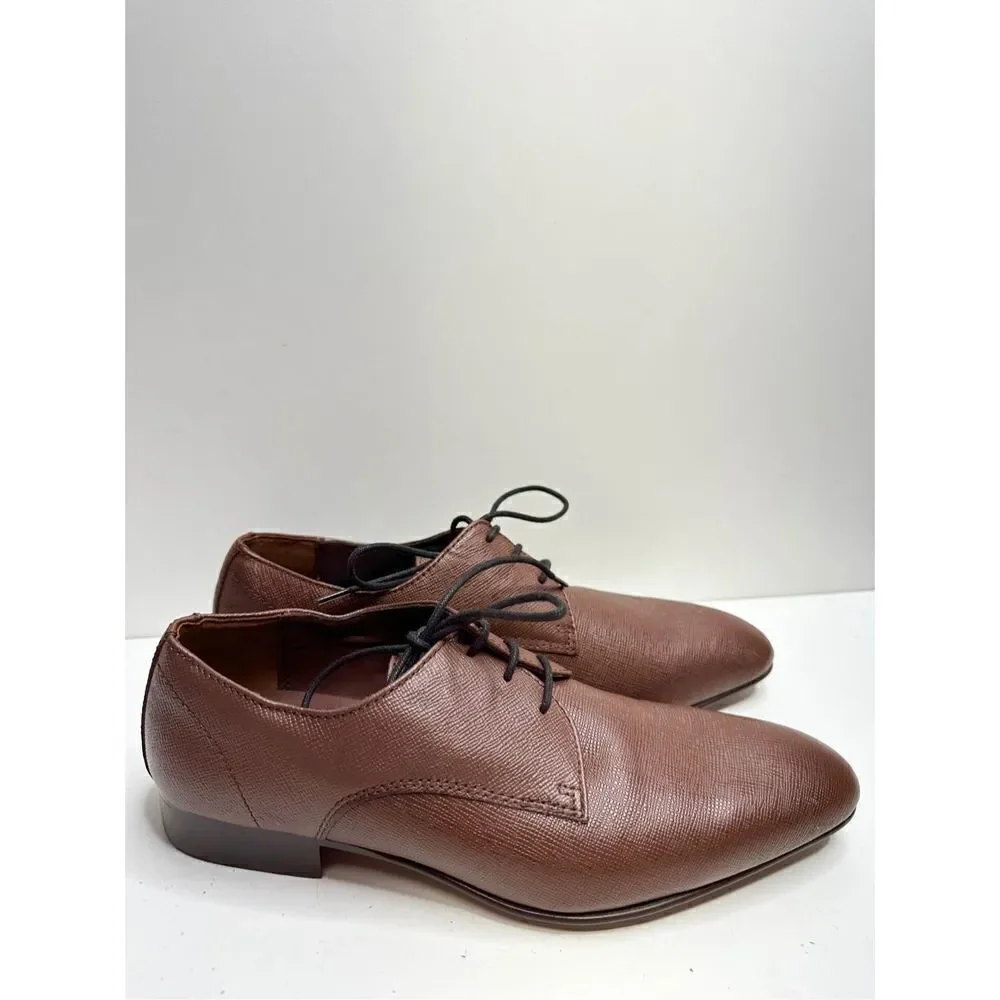 BP Derby Casual Shoes Mens Size‎ 10.5 Brown Textured Leather Plain Toe New